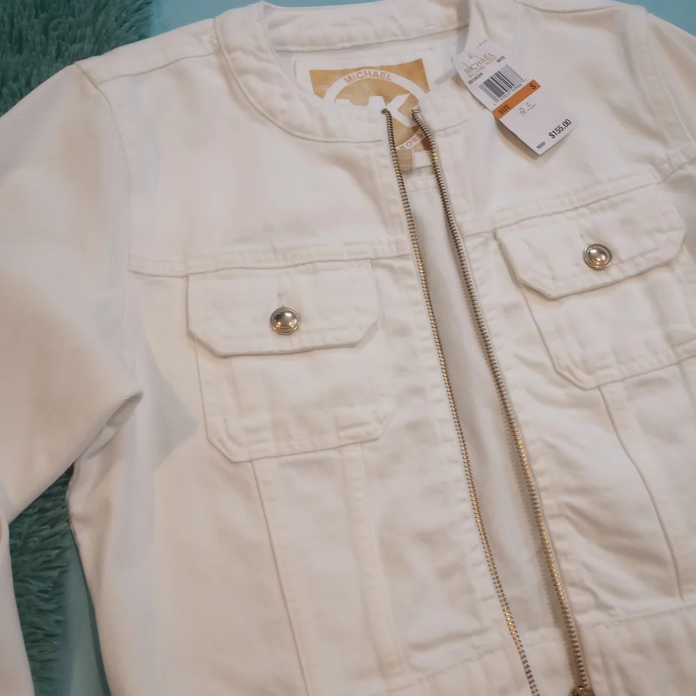 NWT Michael Kors White Jean Jacket - Picture 1 of 16